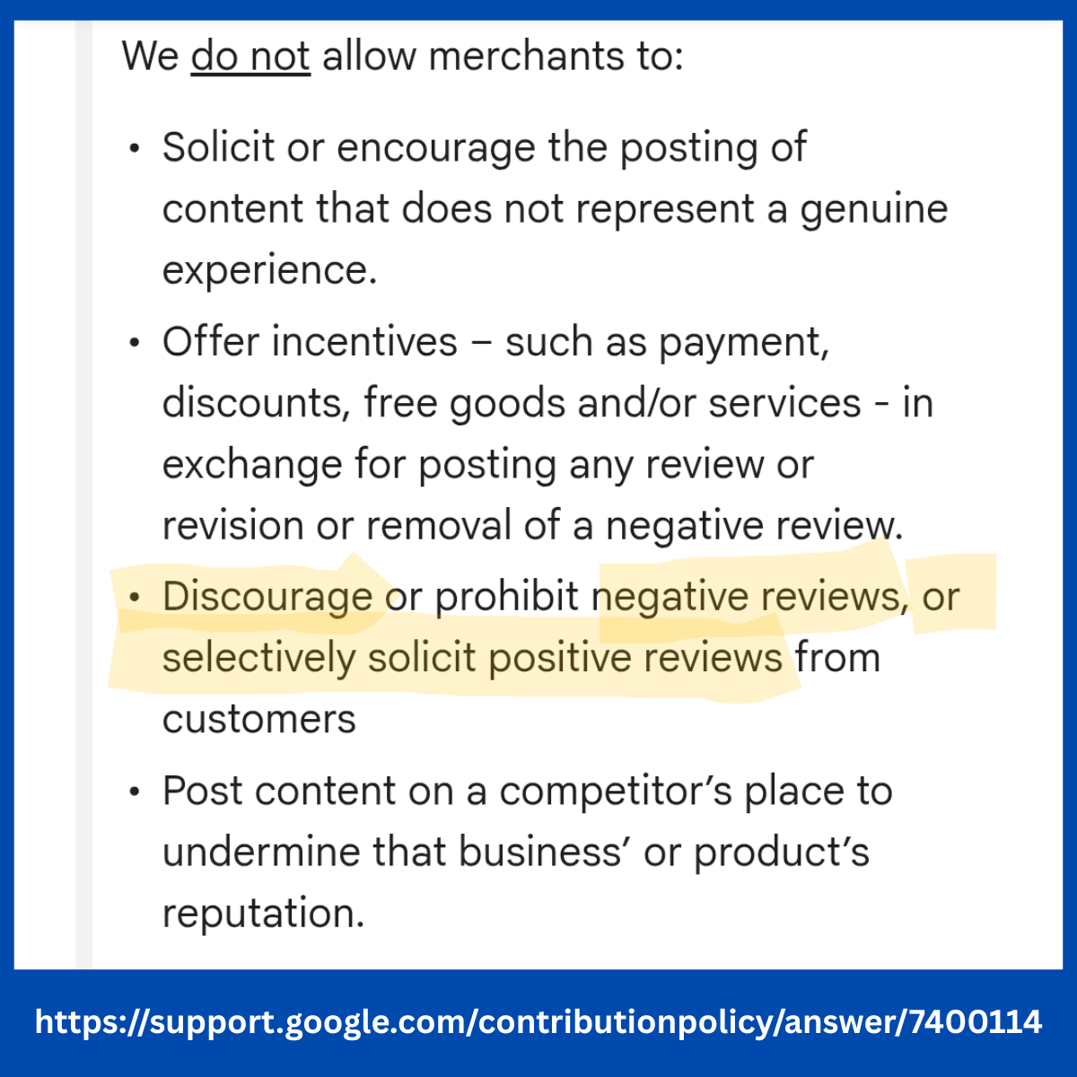 Google prohibits it